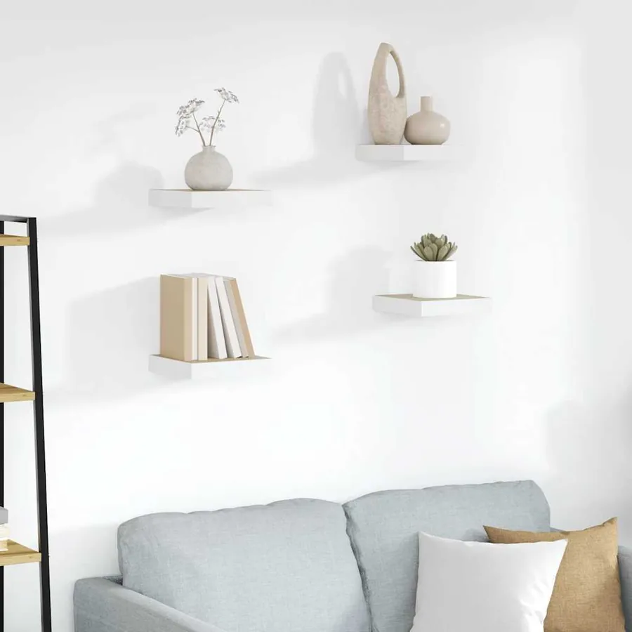 Étagères murales 4 pcs Chêne et blanc 23x23,5x3,8 cm MDF