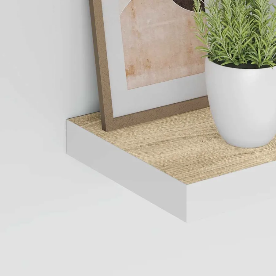 Étagères murales 4 pcs Chêne et blanc 23x23,5x3,8 cm MDF - 4