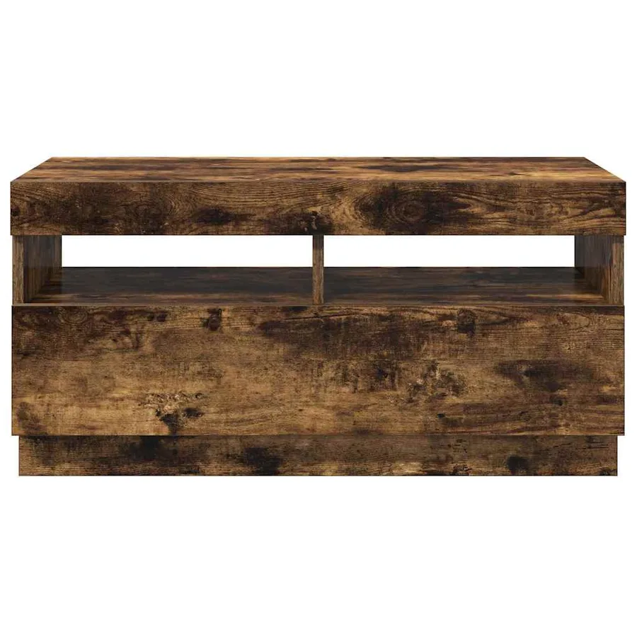 Meuble TV avec lumières LED chêne fumé 80x35x40 cm - 6