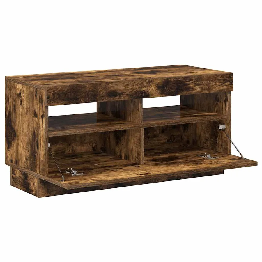 Meuble TV avec lumières LED chêne fumé 80x35x40 cm - 7