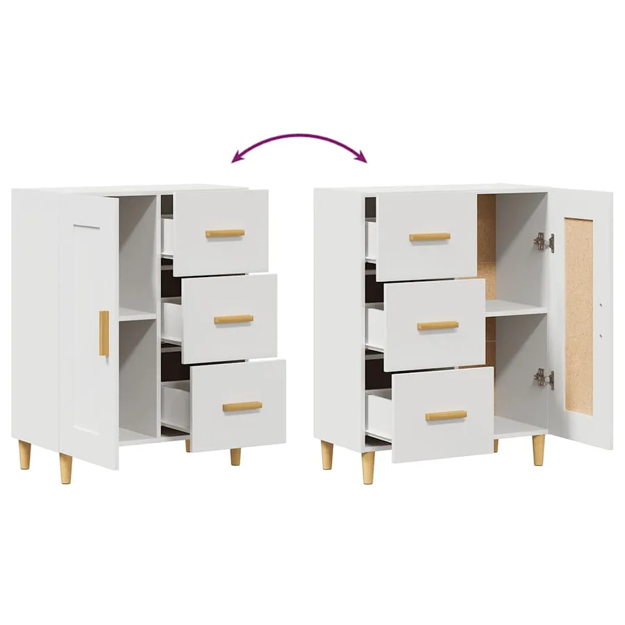 Buffet Blanc 69,5x34x90 cm Bois d'ingénierie - 9