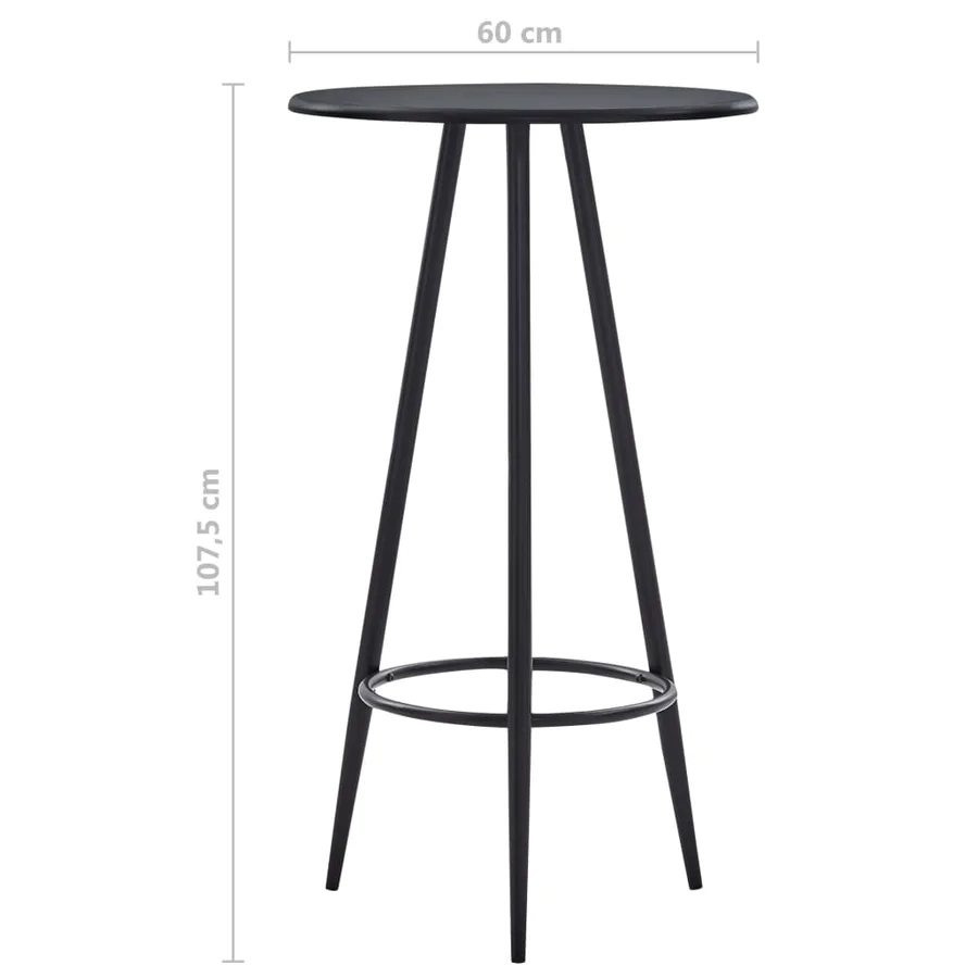 Table de bar Noir 60x107,5 cm MDF - 4