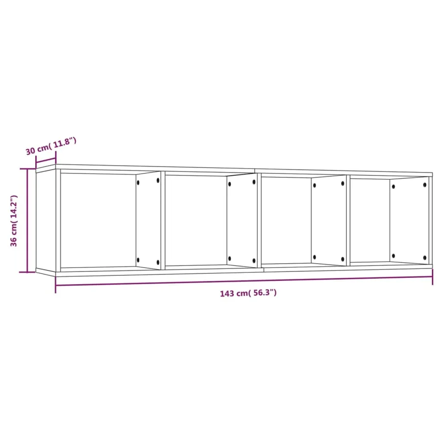 Bibliothèque/Meuble TV Chêne fumé 143x30x36cm Bois d'ingénierie - 8
