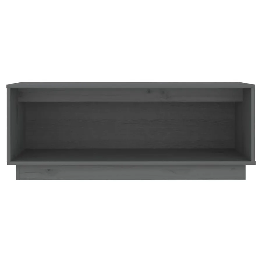 Meuble TV Gris 90x35x35 cm Bois de pin massif - 3