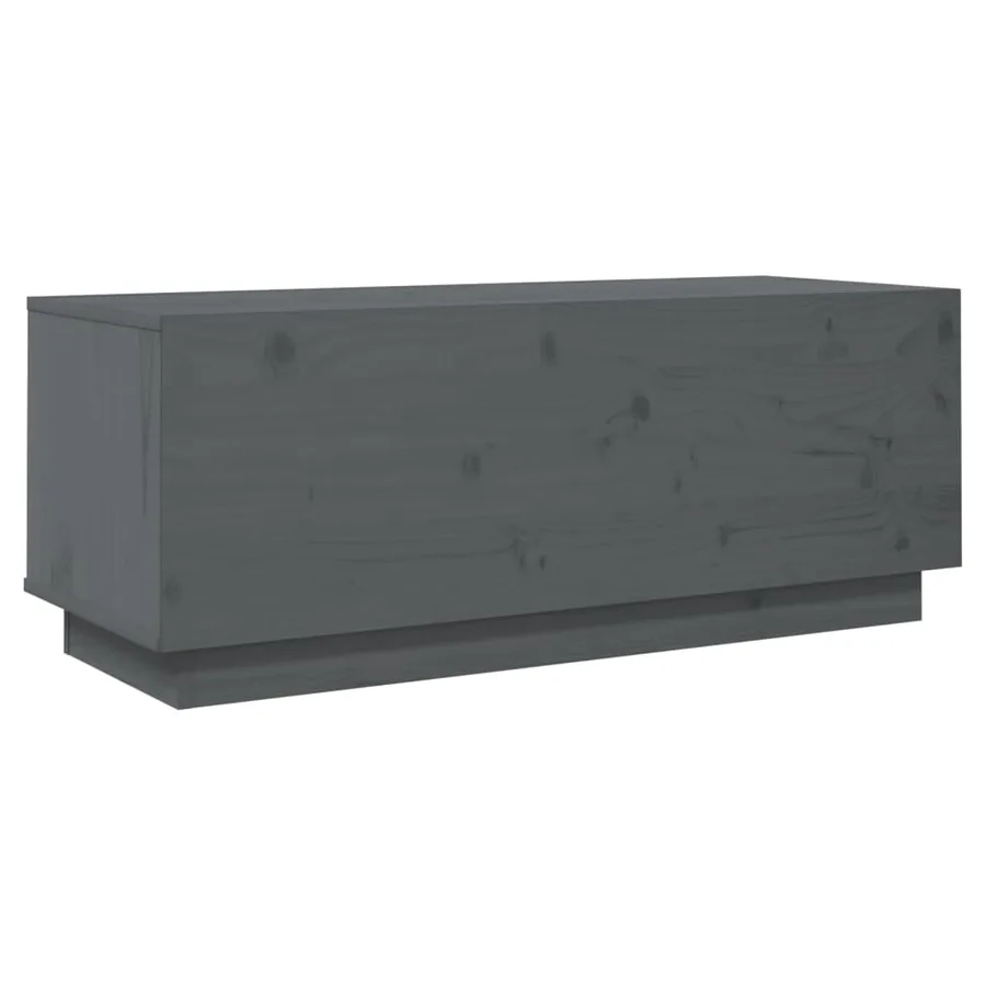 Meuble TV Gris 90x35x35 cm Bois de pin massif - 5