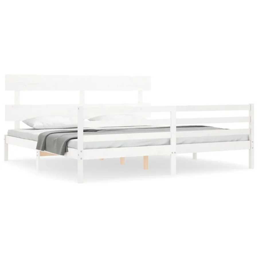 Cadre de lit sans matelas blanc 200x200 cm bois massif - 2