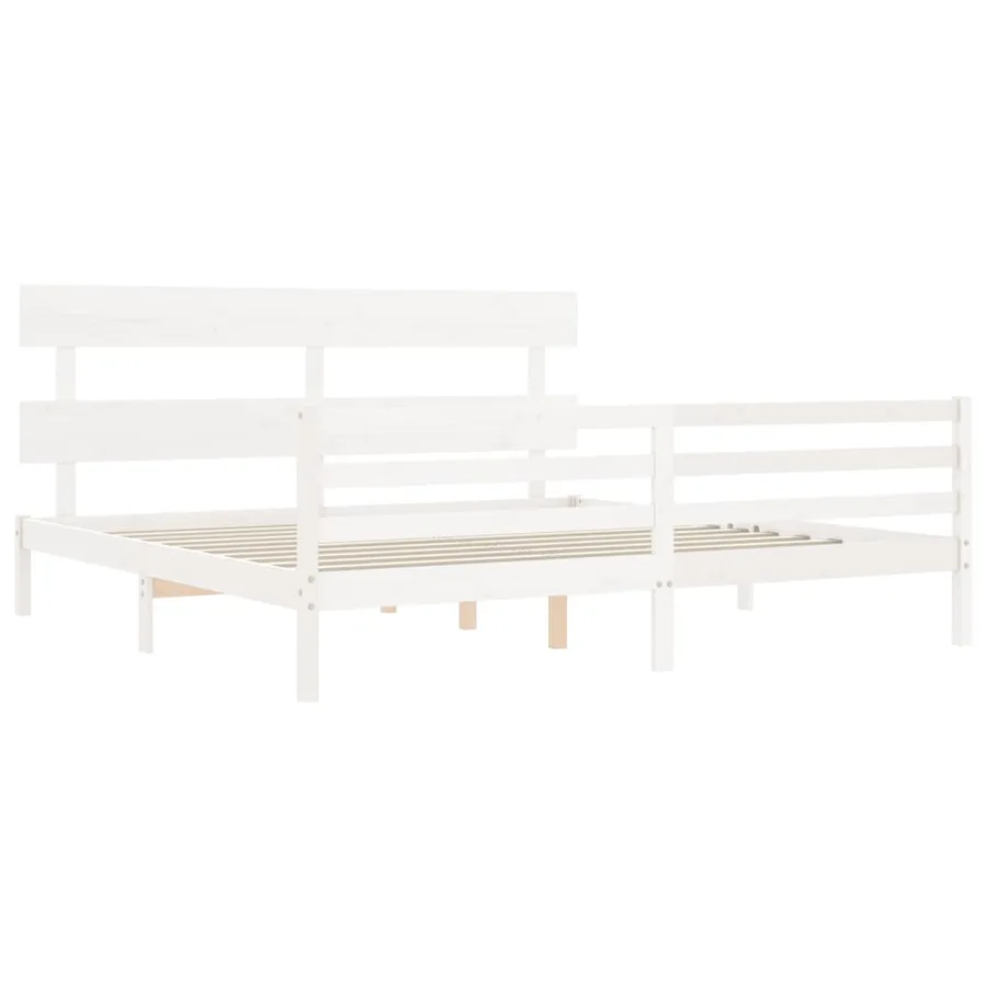 Cadre de lit sans matelas blanc 200x200 cm bois massif - 5