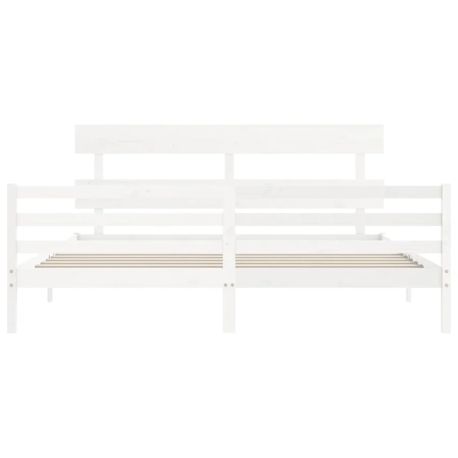 Cadre de lit sans matelas blanc 200x200 cm bois massif - 6