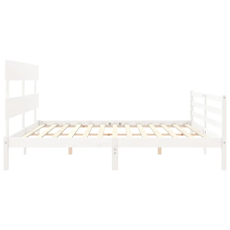 Cadre de lit sans matelas blanc 200x200 cm bois massif - 7