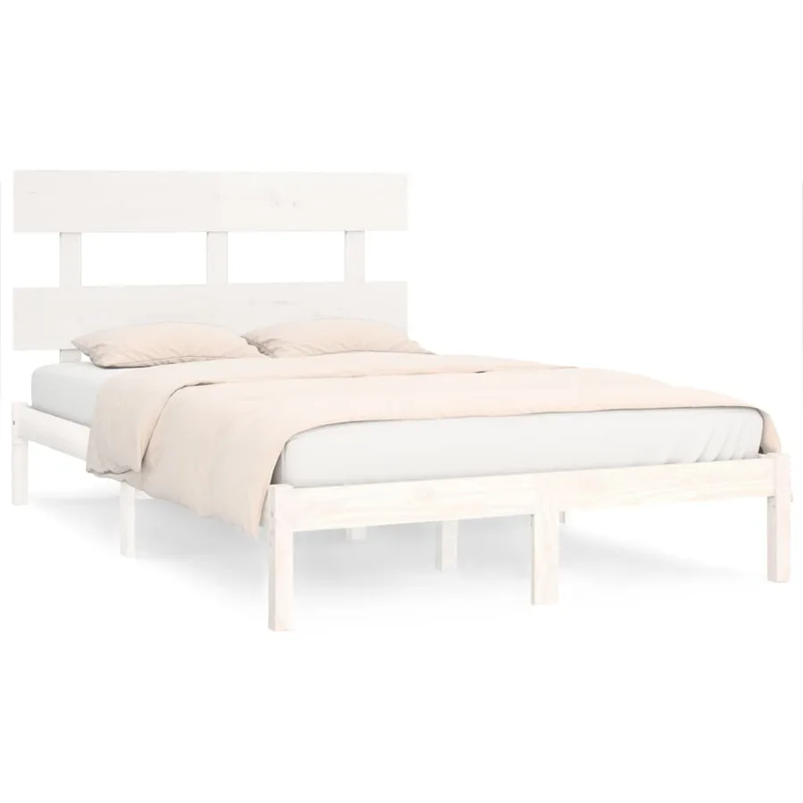 Cadre de lit sans matelas blanc 200x200 cm bois massif - 2