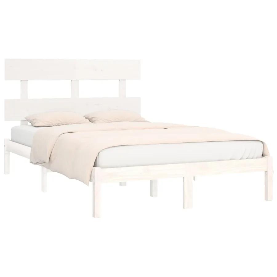 Cadre de lit sans matelas blanc 200x200 cm bois massif - 3