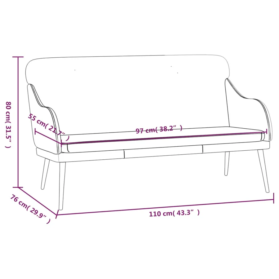 Banc Crème 110x76x80 cm Similicuir - 8