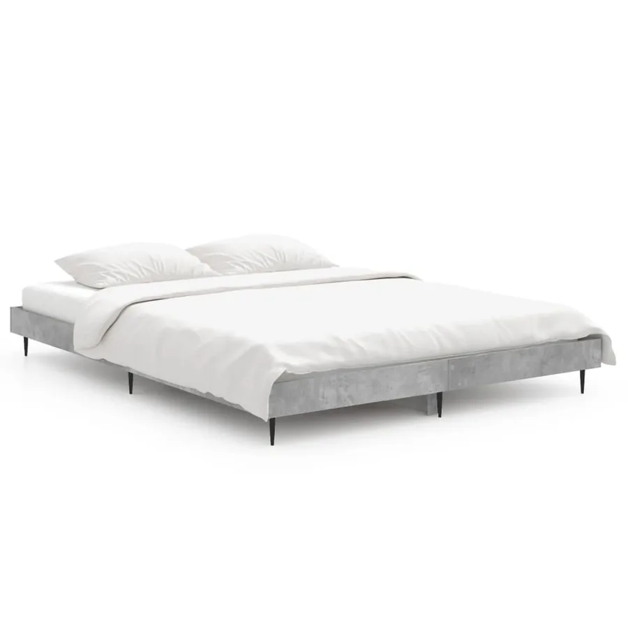 Cadre de lit sans matelas gris béton 140x190 cm - 2