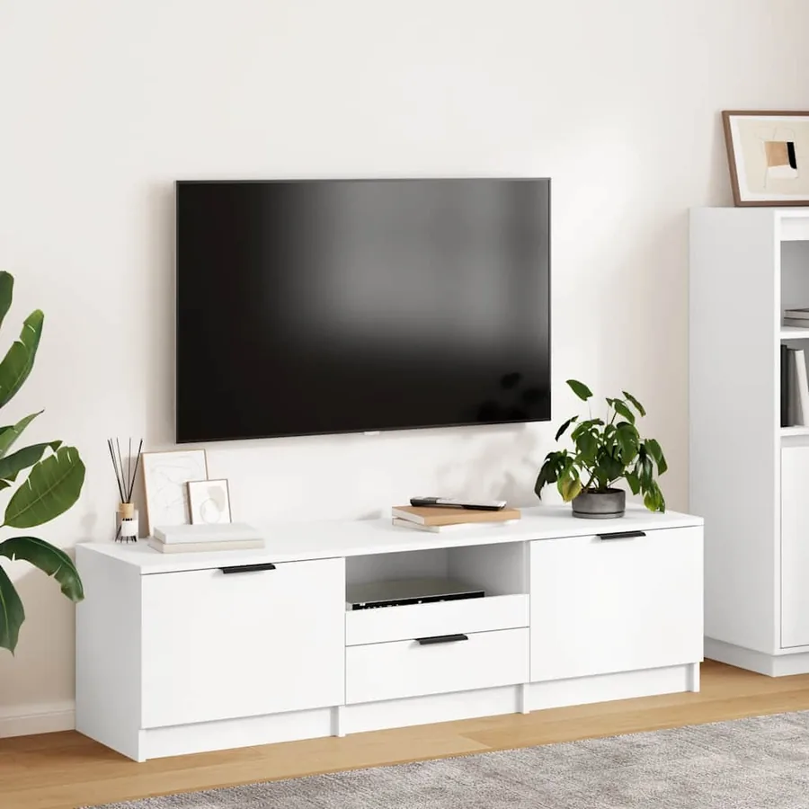 Meuble TV Blanc 140x35x40 cm Bois d'ingénierie