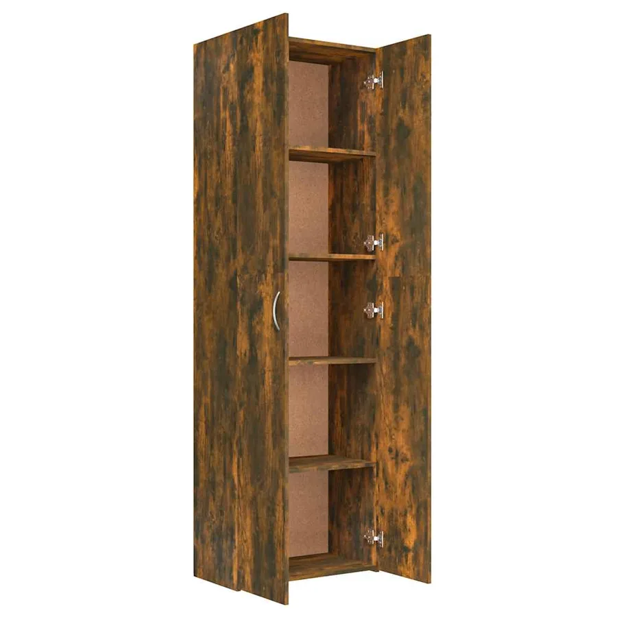 Armoire de bureau Chêne fumé 60x32x190 cm Bois d'ingénierie - 6