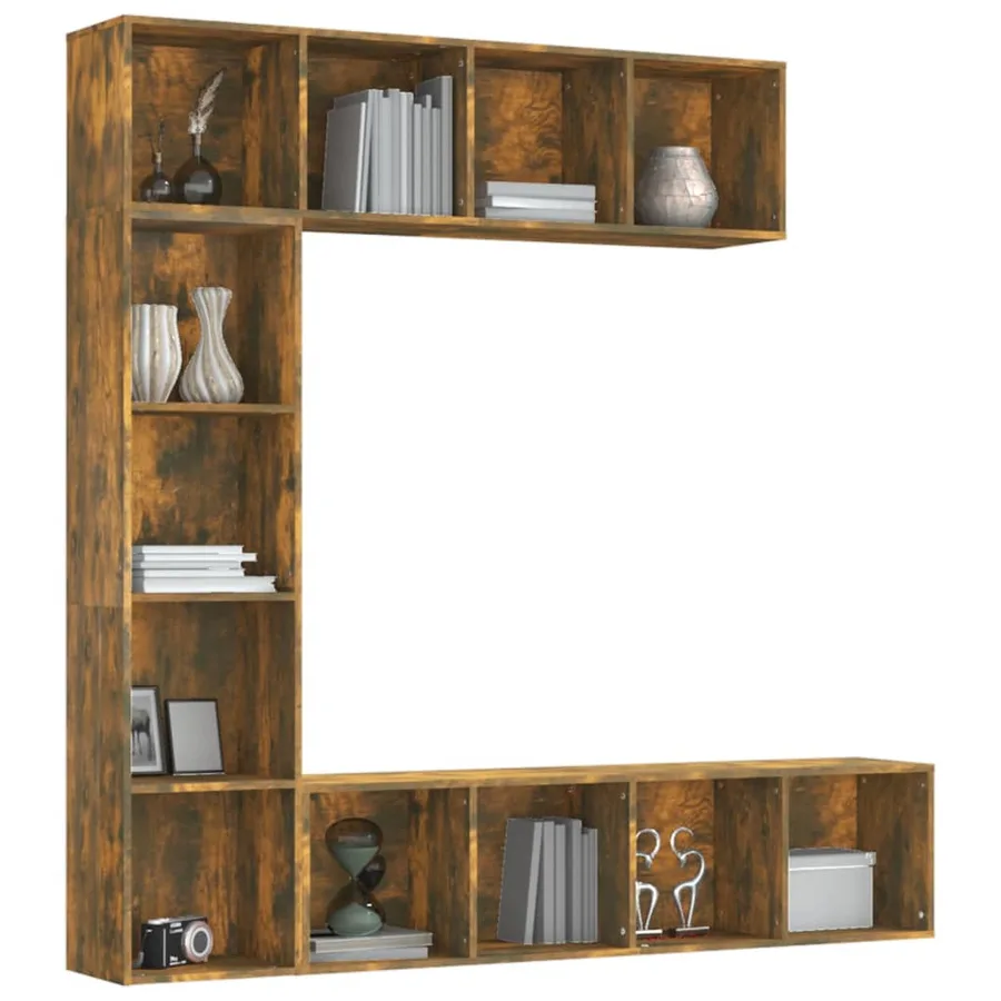 Ensemble bibliothèque/meuble TV 3 pcs Chêne fumé 180x30x180 cm - 3