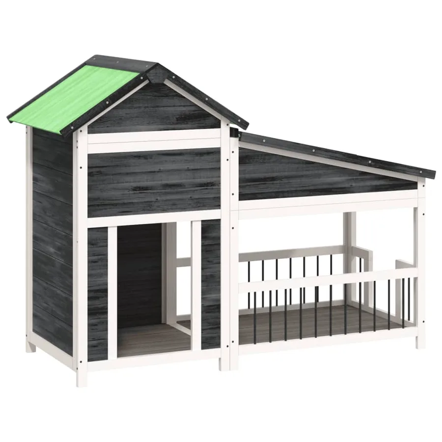 Chenil gris 143x60,5x109 cm bois de pin solide - 2