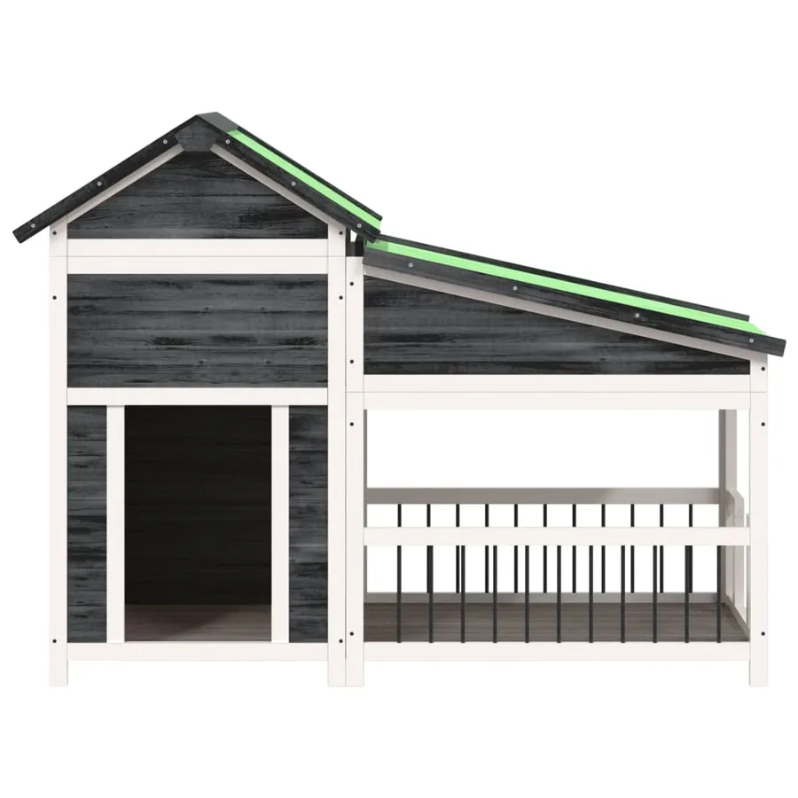 Chenil gris 143x60,5x109 cm bois de pin solide - 3
