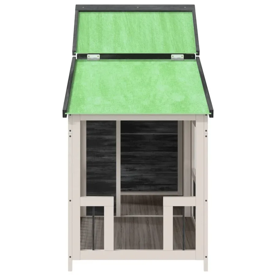 Chenil gris 143x60,5x109 cm bois de pin solide - 4