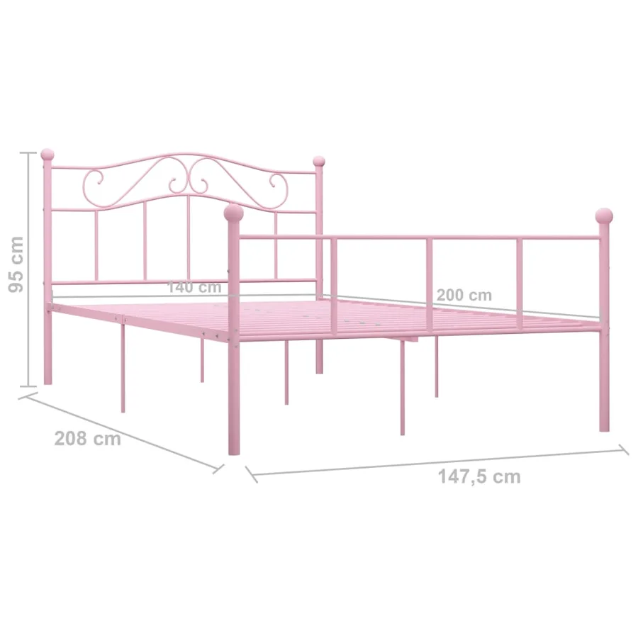 Cadre de lit sans matelas rose métal 140x200 cm - 6