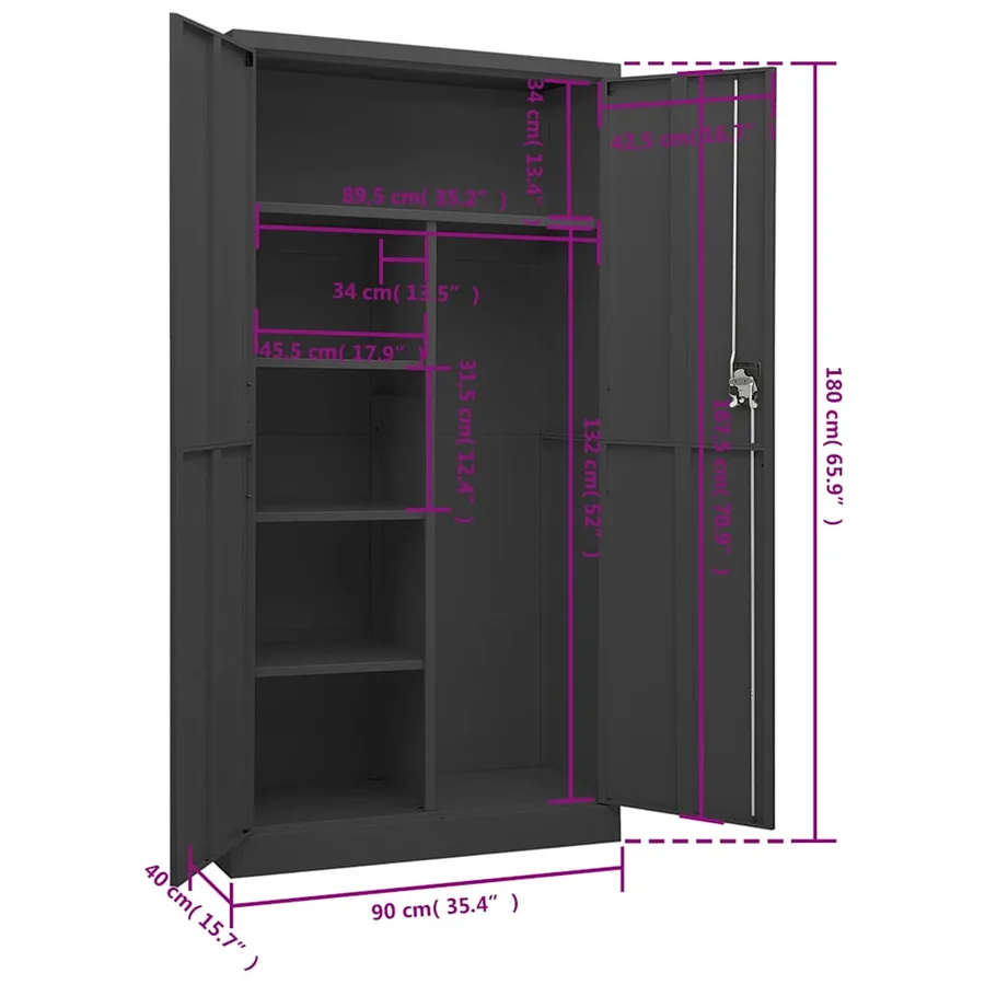 Armoire à casiers Anthracite 90x40x180 cm Acier - 8