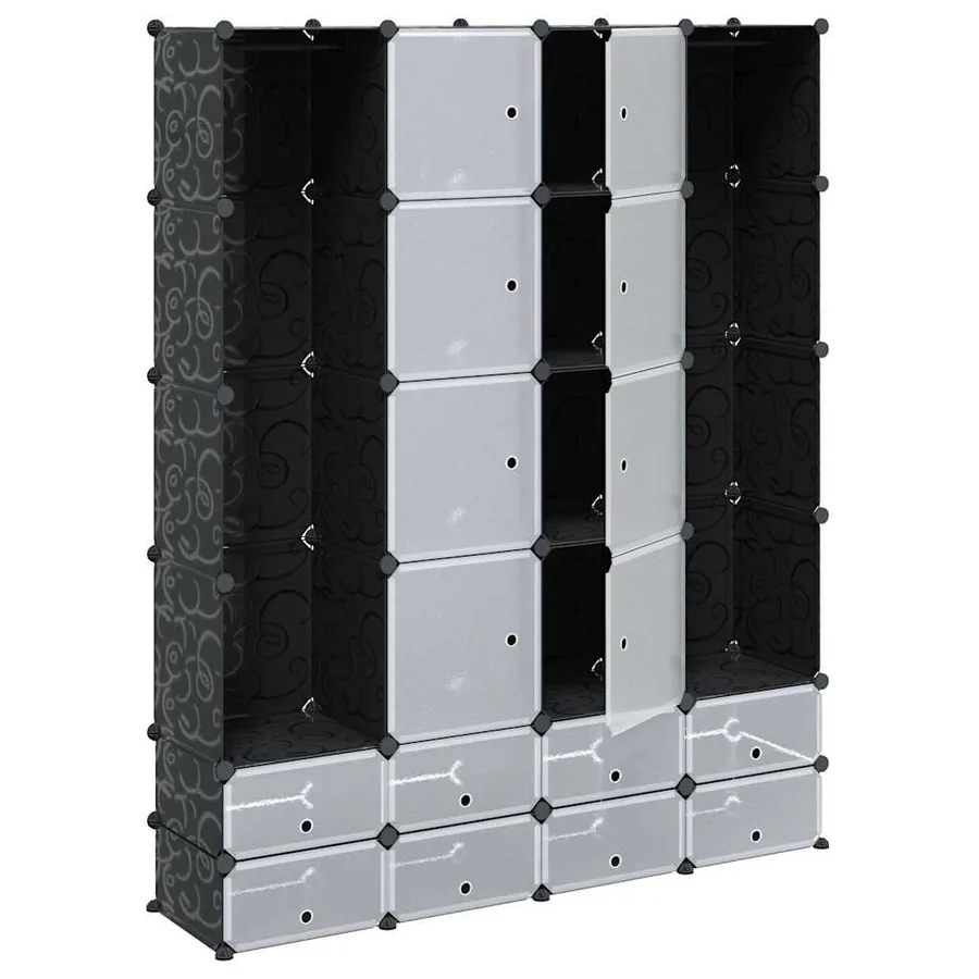 Armoire modulaire 18 compartiments Noir et blanc 37x146x180,5cm - 3