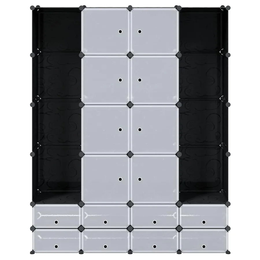 Armoire modulaire 18 compartiments Noir et blanc 37x146x180,5cm - 4