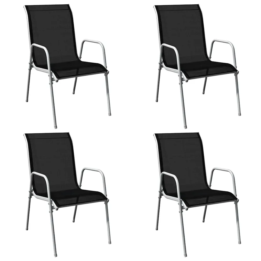 Ensemble à manger d'extérieur 5 pcs Acier Noir - 5