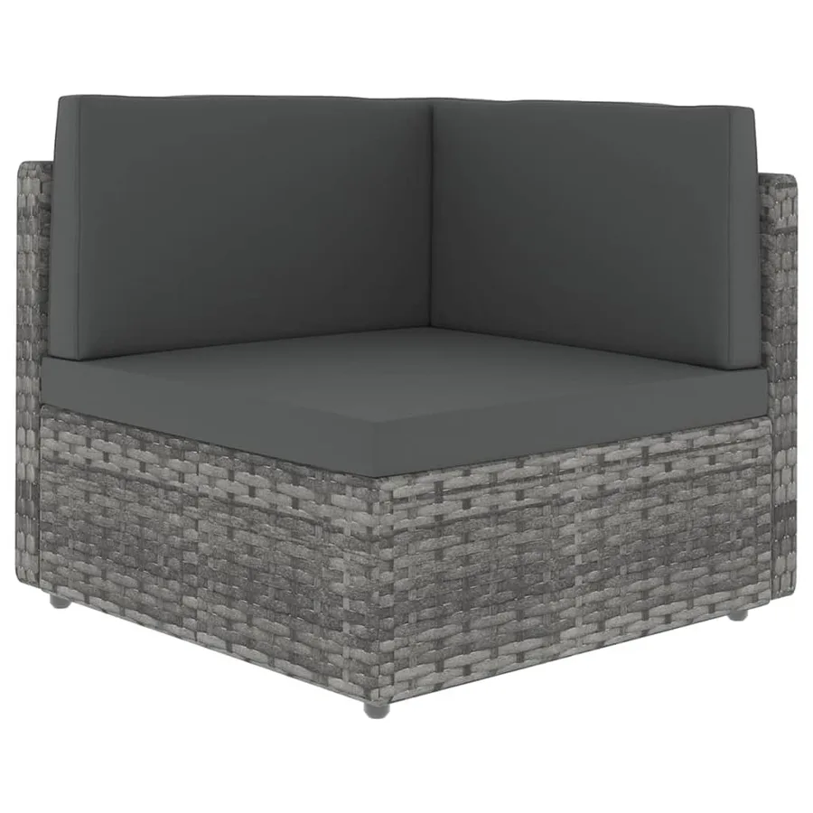 Salon de jardin 8 pcs avec coussins Gris Résine tressée - 4
