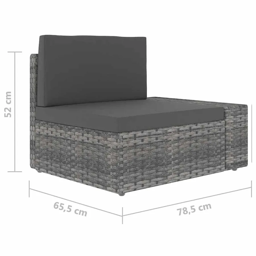 Salon de jardin 6 pcs avec coussins Gris Résine tressée - 11