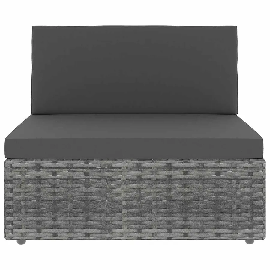 Salon de jardin 6 pcs avec coussins Gris Résine tressée - 3