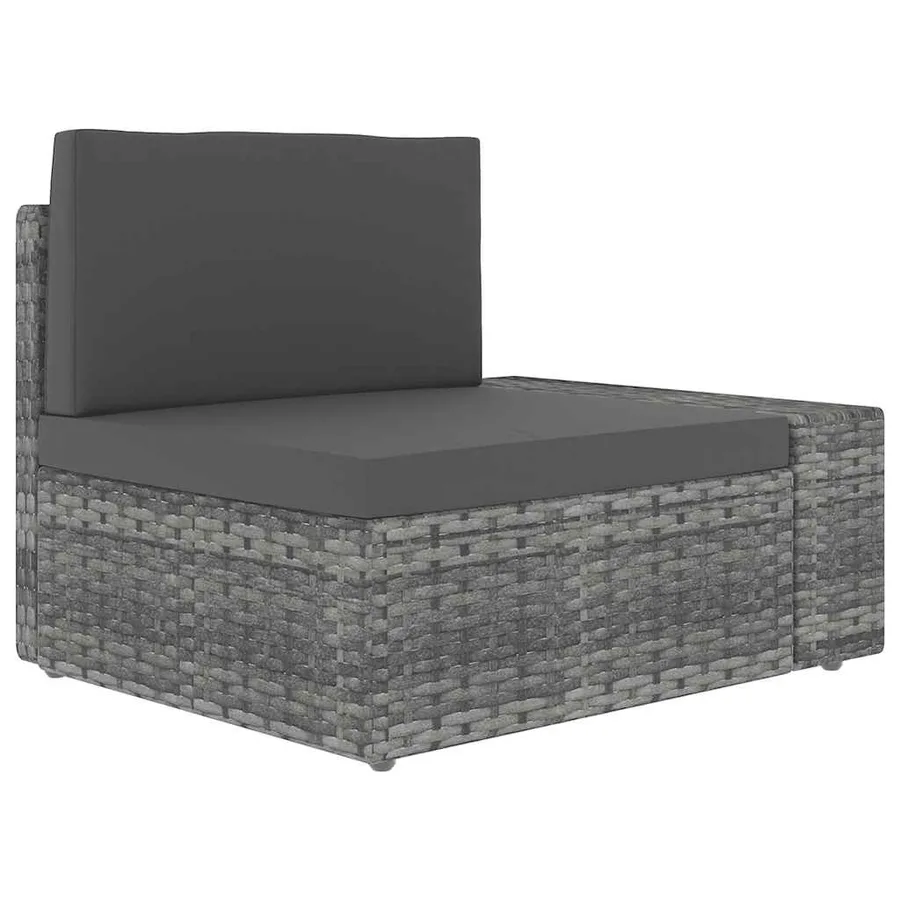Salon de jardin 6 pcs avec coussins Gris Résine tressée - 4