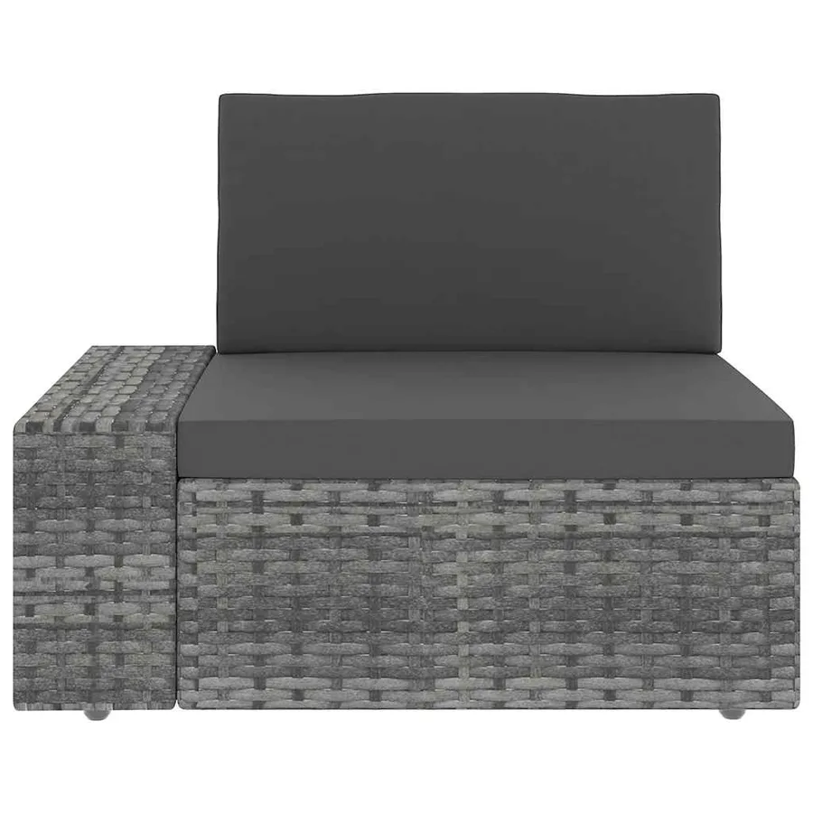 Salon de jardin 6 pcs avec coussins Gris Résine tressée - 7