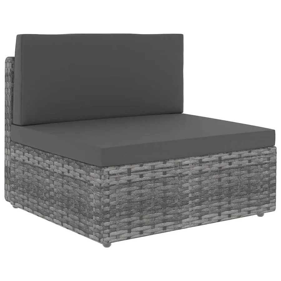 Salon de jardin 11 pcs avec coussins Gris Résine tressée - 2