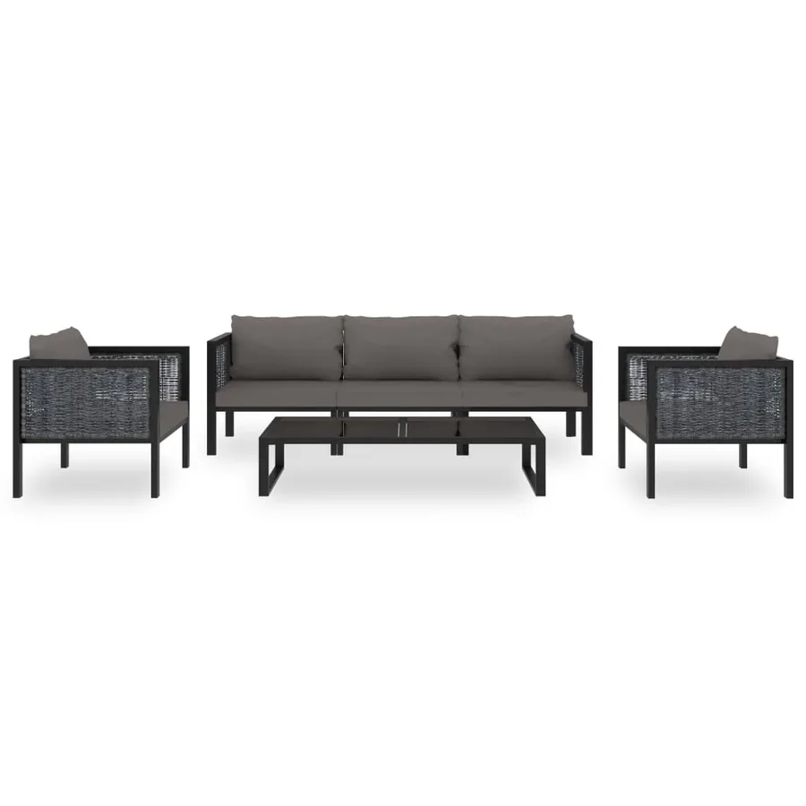 Salon de jardin 6 pcs avec coussins résine tressée anthracite - 2