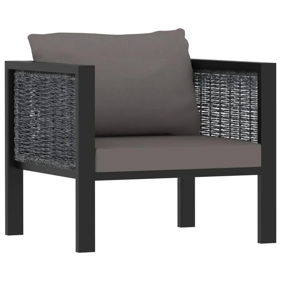Salon de jardin 6 pcs avec coussins résine tressée anthracite - 6