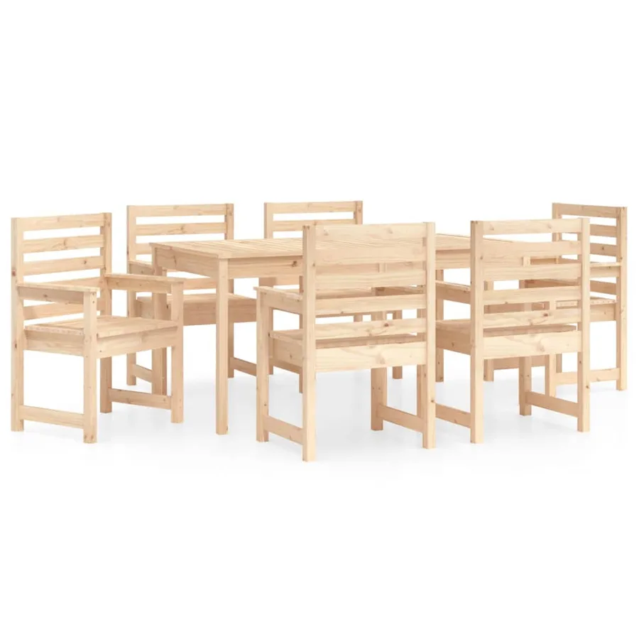 Ensemble à manger de jardin 7 pcs bois massif de pin - 2