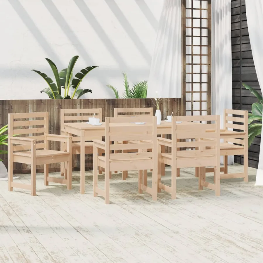 Ensemble à manger de jardin 7 pcs bois massif de pin - 3
