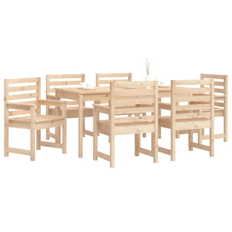 Ensemble à manger de jardin 7 pcs bois massif de pin - 4