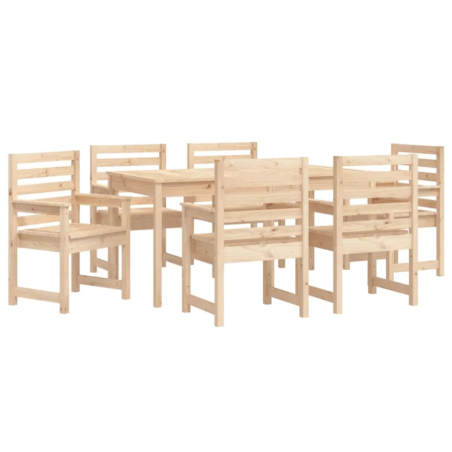 Ensemble à manger de jardin 7 pcs bois massif de pin - 5