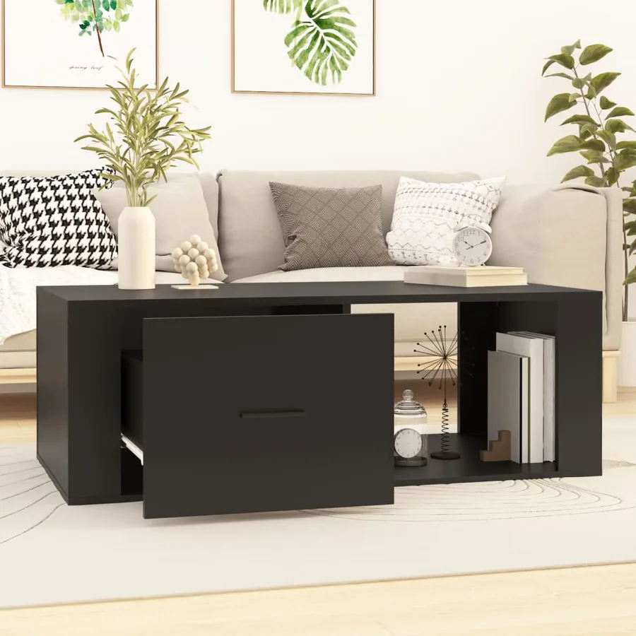 Table basse Noir 100x50,5x35 cm Bois d'ingénierie - 3