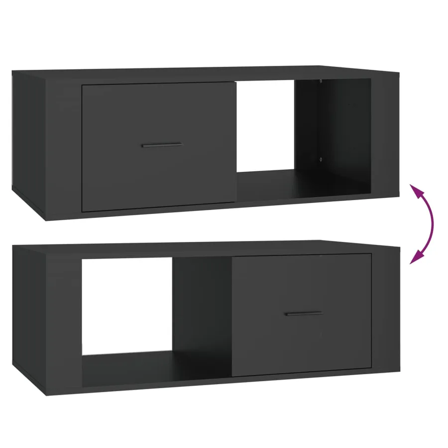 Table basse Noir 100x50,5x35 cm Bois d'ingénierie - 9
