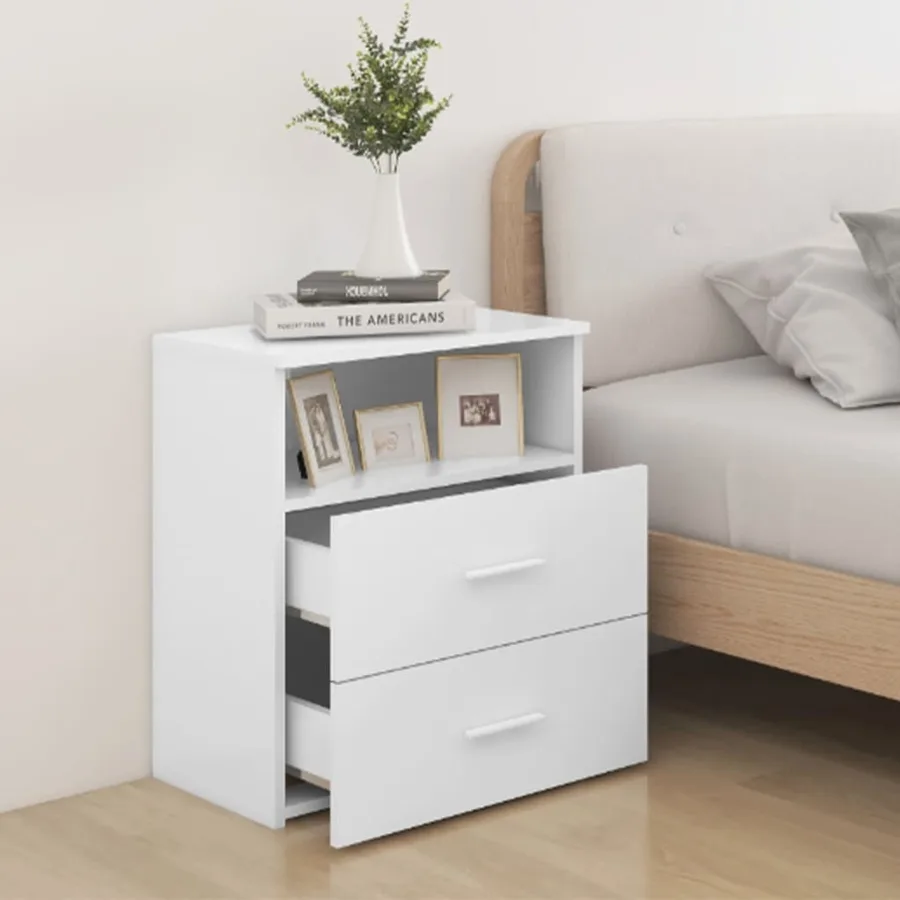 Table de chevet Blanc 50x32x60 cm - 3
