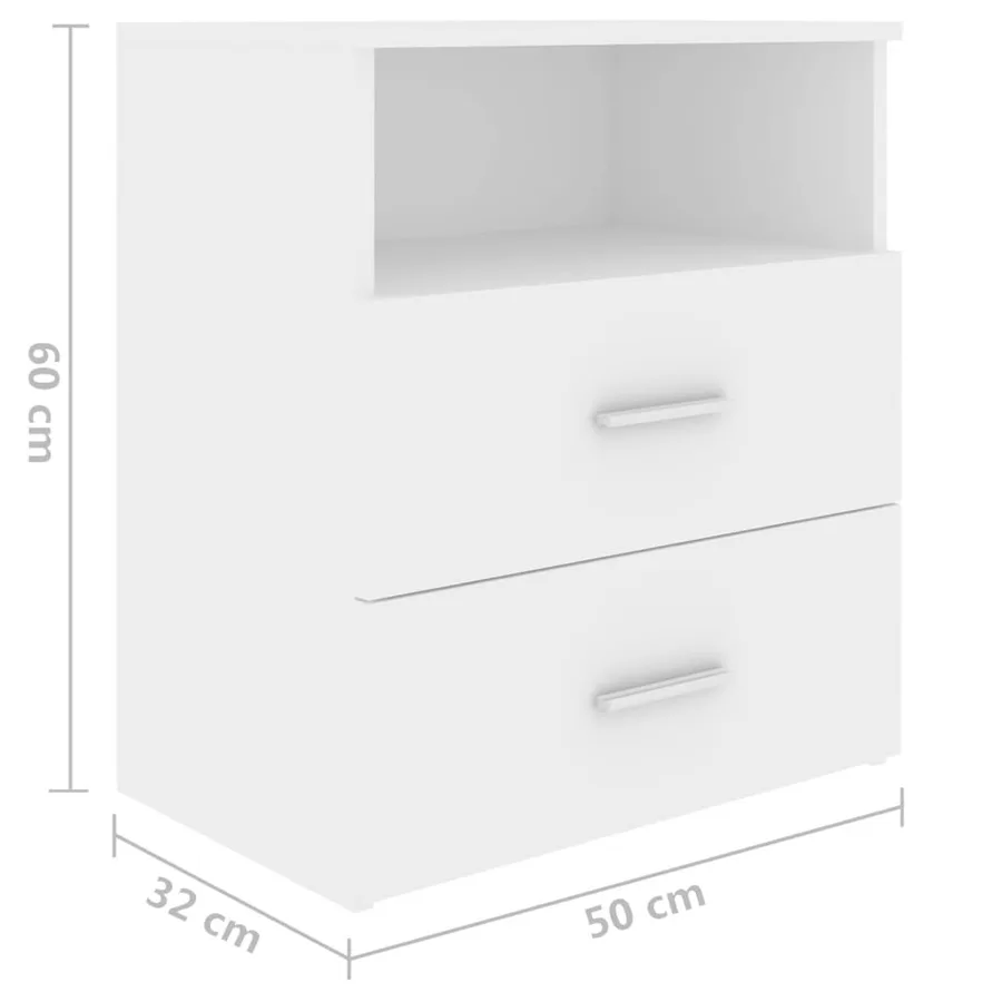Table de chevet Blanc 50x32x60 cm - 8