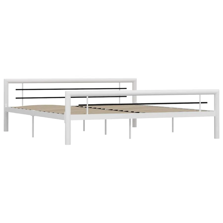 Cadre de lit sans matelas blanc et noir métal 180x200 cm - 2