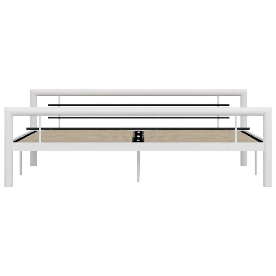Cadre de lit sans matelas blanc et noir métal 180x200 cm - 3