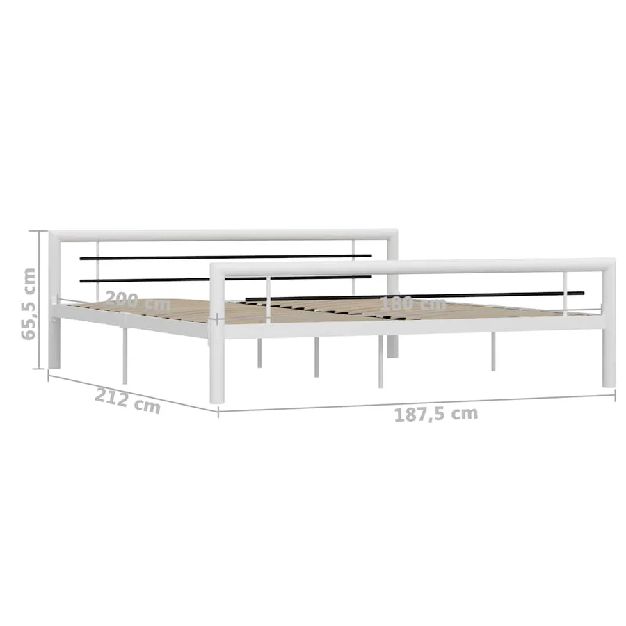 Cadre de lit sans matelas blanc et noir métal 180x200 cm - 6