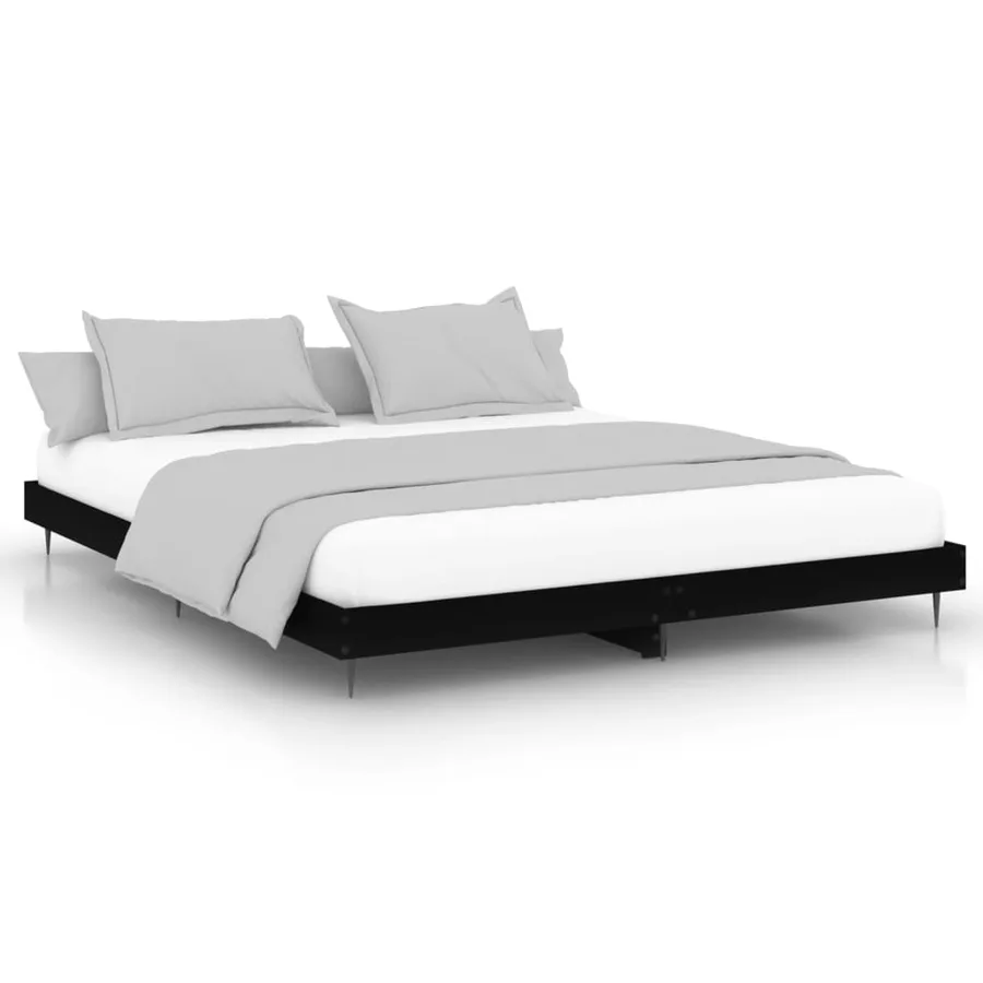Cadre de lit sans matelas noir 180x200 cm bois d'ingénierie - 2