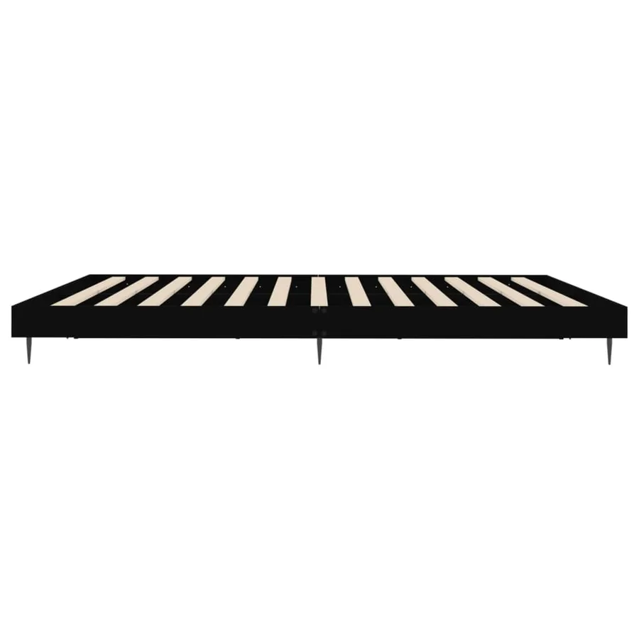 Cadre de lit sans matelas noir 180x200 cm bois d'ingénierie - 7