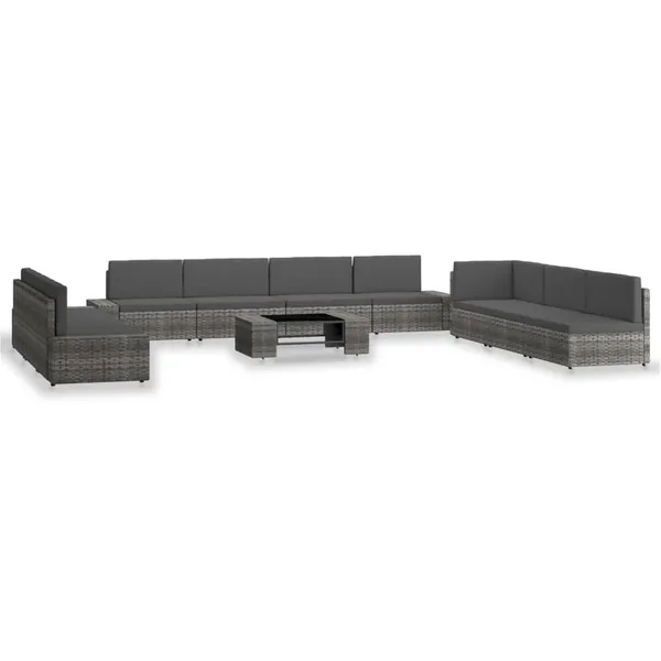 Salon de jardin 10 pcs Résine tressée Gris